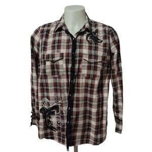 Maurices Premium Western Shirt Women's Adult 2XL Pearl Snap Design Tartan Plaid